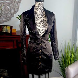 Black satin Meshki fitted blazer dress size XS extra small 0 2